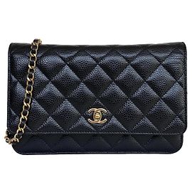 Chanel WOC Portafoglio con catena Pelle Caviar Nera