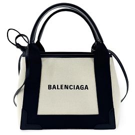 Balenciaga Navy Cabas Canvas with Leather XS