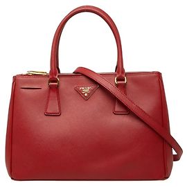 Borsa a mano Galleria Prada in pelle Saffiano con placca logo Triangle