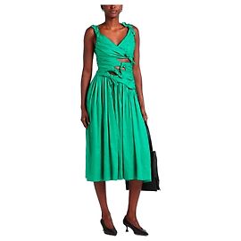 Zimmermann Tiggy Bow Midi Kleid Leinen Grün
