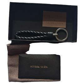 Portachiavi Bottega Veneta Intrecciato in pelle intrecciata nera — Full set