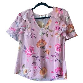Blusa Ted Baker con stampa floreale rosa e maniche a volant