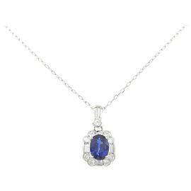 Autre Marque Collana Pt900 Pt850 Zaffiro Diamante