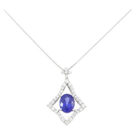Autre Marque Collana in PT900 PT850 con Tanzanite e Diamanti