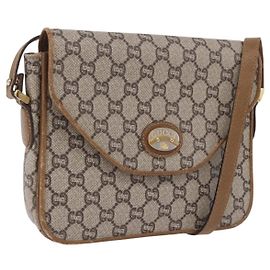 GUCCI GG Plus Supreme Shoulder Bag PVC Beige Gold