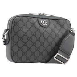 GUCCI GG Supreme Shoulder Bag PVC Gray Silver 699439