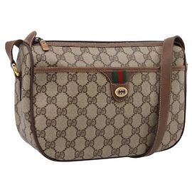 GUCCI GG Supreme Web Sherry Line Bag PVC Beige Gold 89 02 077
