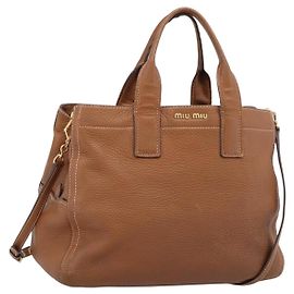 Miu Miu Hand Bag Leather 2way Brown Gold