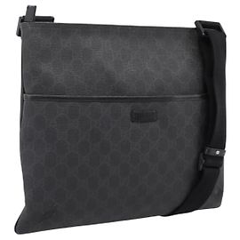 GUCCI GG Supreme Shoulder Bag PVC Black 162904