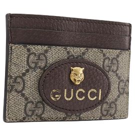 GUCCI GG Supreme Tarjetero PVC Beige 597557