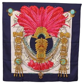 Hermès HERMES Carre 90 Schal Mexico Seide Navy