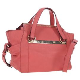 Chloé Chloe Hand Bag Leather 2way Pink Gold Tone