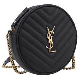 Autre Marque Saint Laurent Chain Shoulder Bag Leather Black Gold