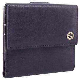 GUCCI Billetera Bifold Cuero Navy Gold Beige 309704