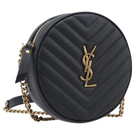 Autre Marque Saint Laurent Chain Viel Shoulder Bag Leather Black Gold
