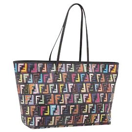 FENDI Zucca Canvas Tote Bag PVC Leder Multicolor 8BH185
