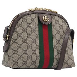 GUCCI GG Supreme Offdia WebSherry Line Bag PVC Beige Gold 499621