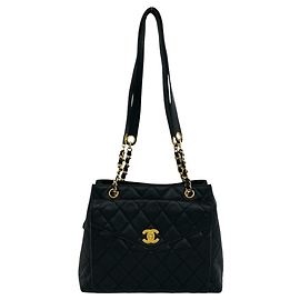 Chanel Matelassé Coco Mark Tote Bag aus Caviar-Leder