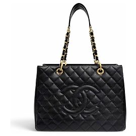 Borsa Tote Chanel in pelle di vitello granulata nera