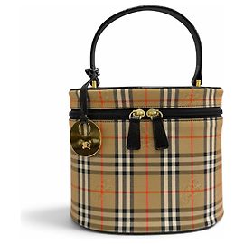 Burberry Vintage Leder-Beautycase mit Nova Check Muster