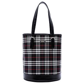Borsa Bucket Burberry in tela House Check nera