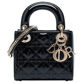 Dior Black Mini Patent Cannage Lady Dior