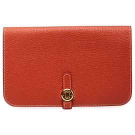 Hermès Orange Togo Dogon Duo Wallet GM