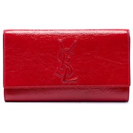 Autre Marque Clutch Saint Laurent Belle De Jour Large in vernice testurizzata rossa con monogramma