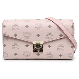 MCM Pink Visetos Coated Canvas Millie Flap Crossbody