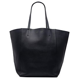 Céline Celine Bolso Tote Horizontal Cabas en piel de ternera granulada negra