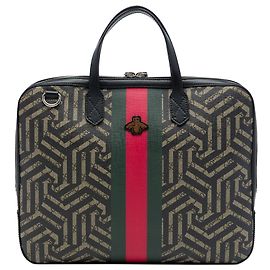 Gucci Beige GG Supreme Caleido Web Aktentasche