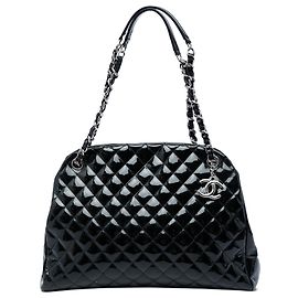 Borsa Bowling Chanel Black Large Quilted Patent Just Mademoiselle