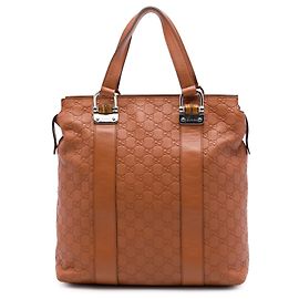 Borsa Tote Gucci Brown Guccissima Tender Bamboo Bar