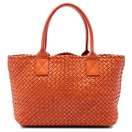 Borsa Tote Cabat Intreccio Bottega Veneta Small in Pelle di Agnello Arancione