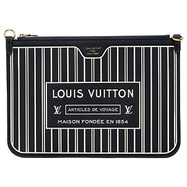 Pouch Louis Vuitton Neverfull Inside Out MM in pelle di vitello blu