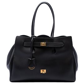 Balenciaga Bel Air Carry All Tote Medium aus glattem Kalbsleder in Schwarz
