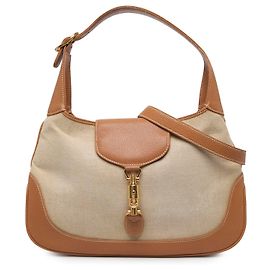 Gucci Jackie 1961 Crossbody Medium em tela bege