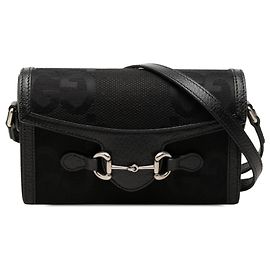 Gucci Mini Jumbo GG Canvas Horsebit 1955 Crossbody Nero