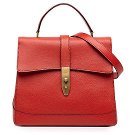 Céline Celine Sac à main 16 Turn Lock en cuir rouge