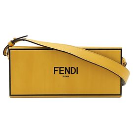 Fendi Box Bag Schultertasche aus Leder in Schwarz und Gelb