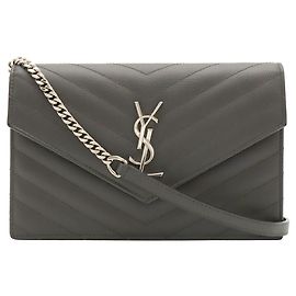 Borsa a tracolla in pelle grigia Yves Saint Laurent