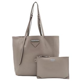 Prada Shopper Schultertasche aus grauem Leder