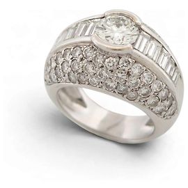 Autre Marque BANDRING 75 BRILLANTEN UND BAGUETTE-DIAMANTEN 3.9CT T51 18K WEISSGOLD 11.8GR GOLD RING
