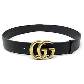 GUCCI GG MARMONT L AVEUGLE PAR AMOUR 400593 85 LOGO GÜRTEL AUS SCHWARZEM LEDER