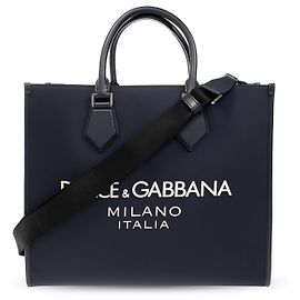 Borsa shopper Dolce & Gabbana blu navy in cotone