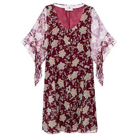 Vestido Chloé de seda com estampa floral vinho