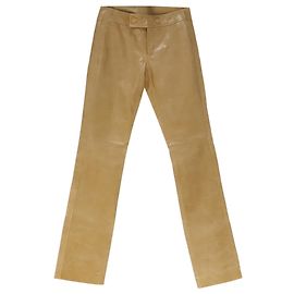 Pantaloni Marc Jacobs Vintage Straight Leg in pelle gialla