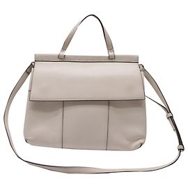 Bolso de hombro Tory Burch Block T en piel de becerro blanca