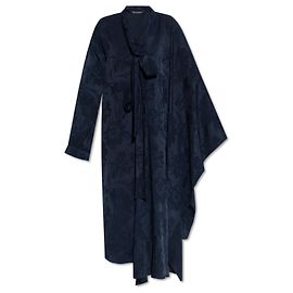 Balenciaga Midi Kleid aus blauem Satin mit Blumenprint