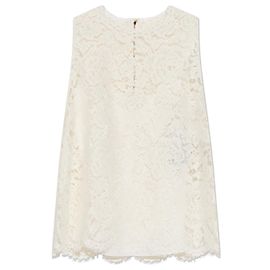 Dolce & Gabbana Weißes ärmelloses Spitzenoberteil